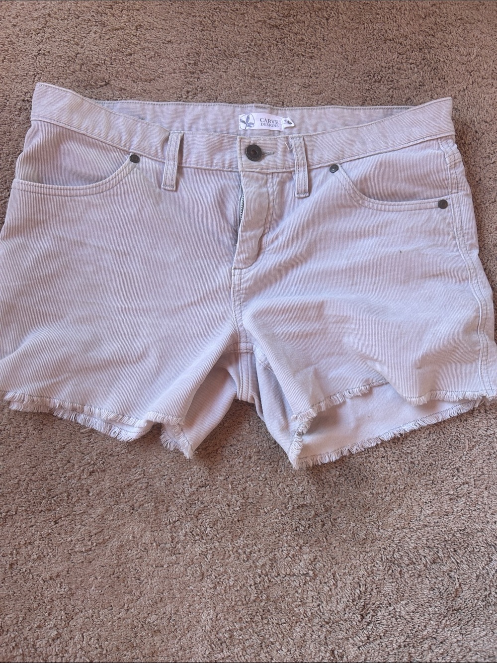 Carve Designs Light Pink Frayed Hem Denim Shorts